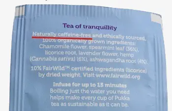 caffeine free label on herbal tea