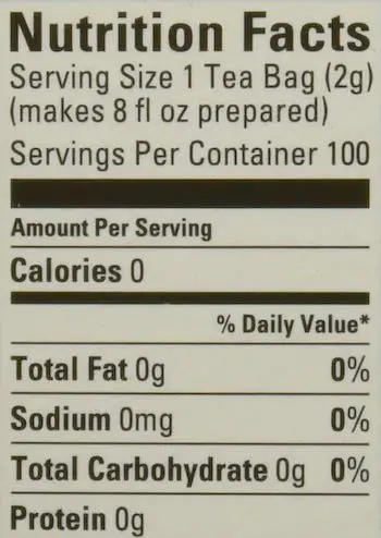 lipton yellow label tea nutritional information